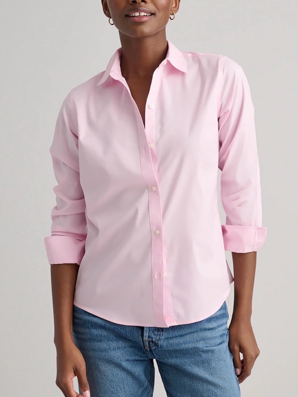 UnTuckit Pink Bella Wrinkle Free Cotton Button Up Shirt Sz 4